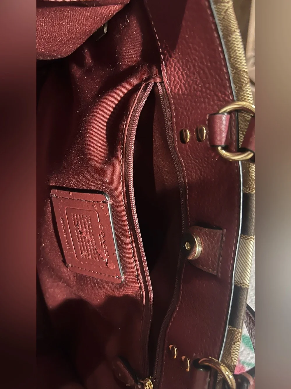COACH BAG in brown and orange tote small